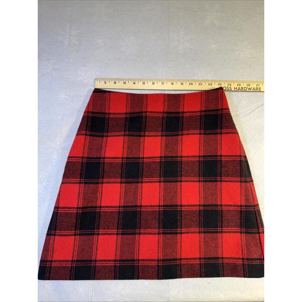 Uniqlo Womens Tartan Wool Blend Mini Skirt Red Black Size Waist 26 in